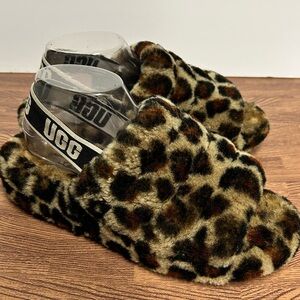 UGG Fluff Yeah Slide Slippers Panther Print Women’s 8.5